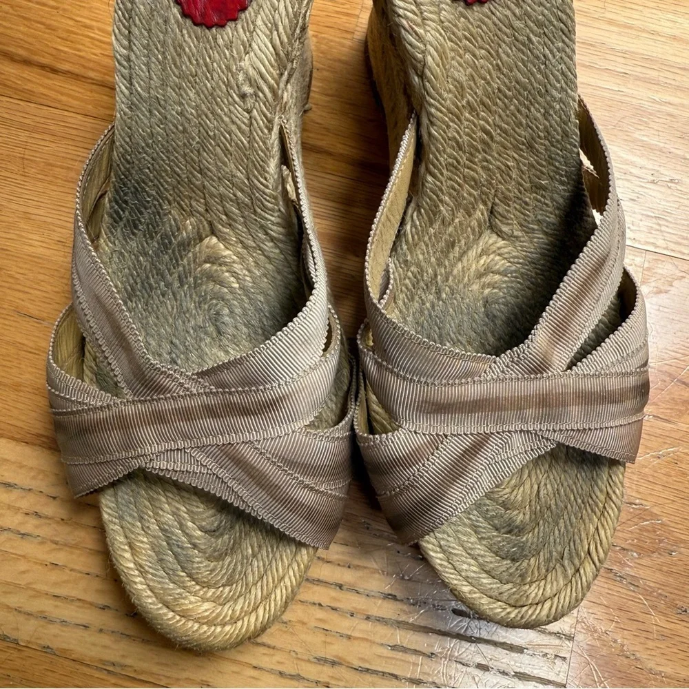 CHRISTIAN LOUBOUTIN Wedge Strappy Summer Sandals Tan size 40